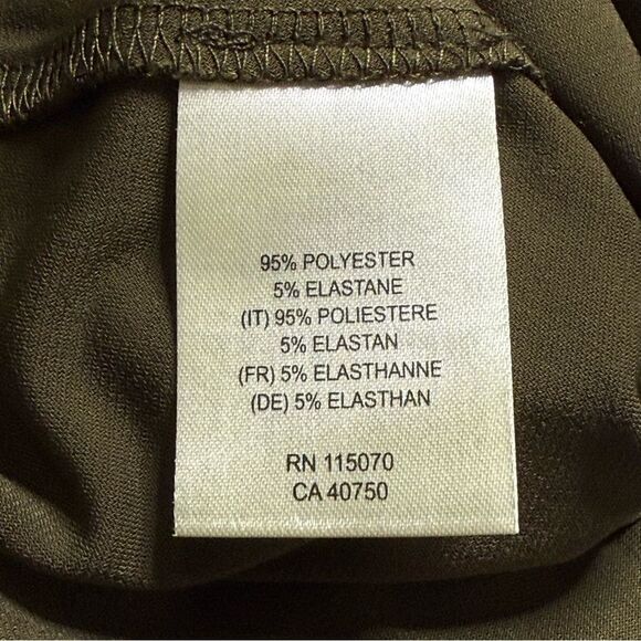 Nina Leonard Dark Olive Artsy Lagenlook Stretch Asymmetrical Hem Dress Sz 2XP - Picture 8 of 10